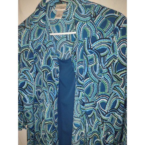 Women's woman Kim Rogers  plus size 1X blue and teal w built in undershirt - Picture 2 of 5